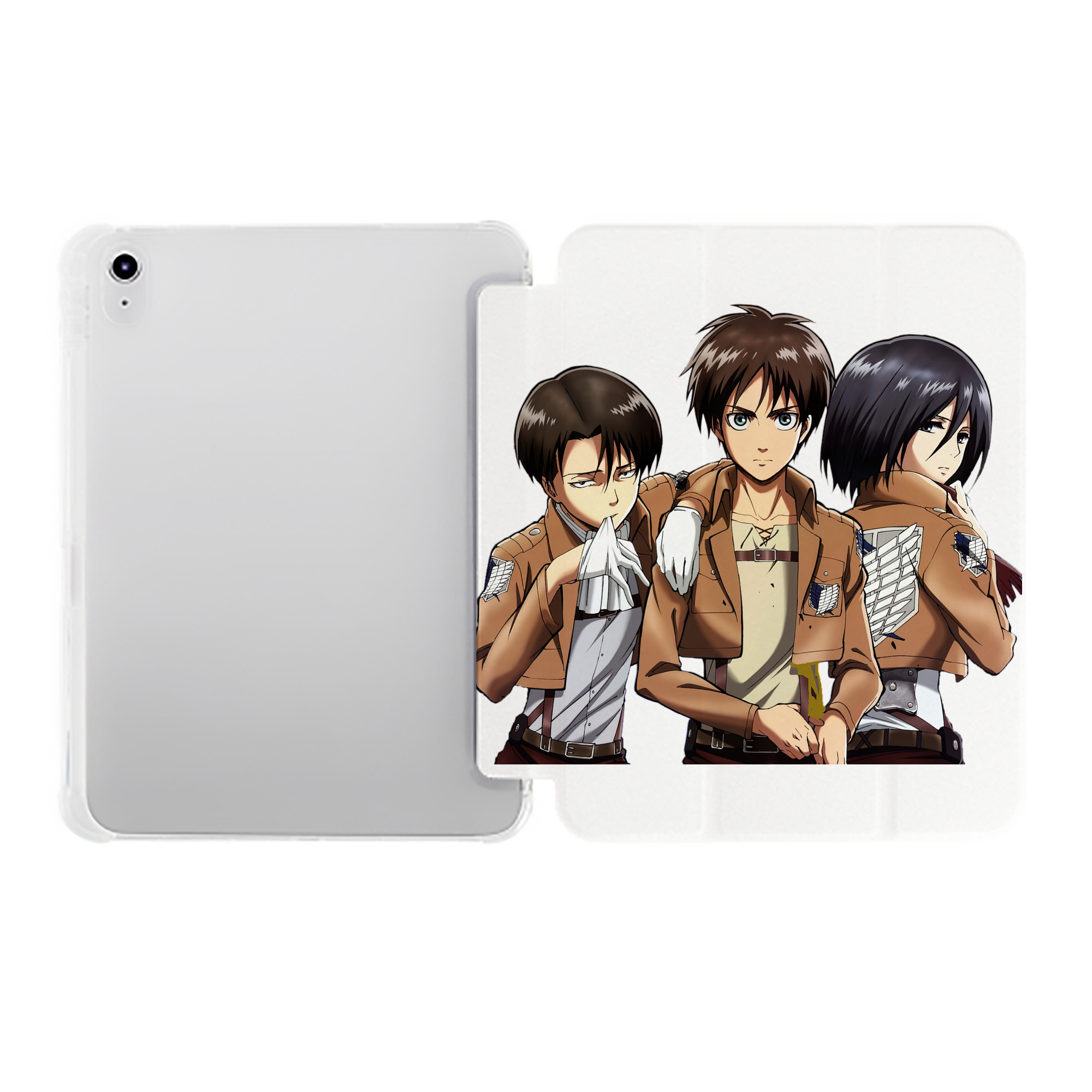 （画像用） 進撃の巨人 エレン･イェーガー Attack on Titan Eren Jäger IPad ケース ペン収納付き 三つ折りスタンド PUレザー×シリコン 対応機種9.5/10.5/10.9インチ